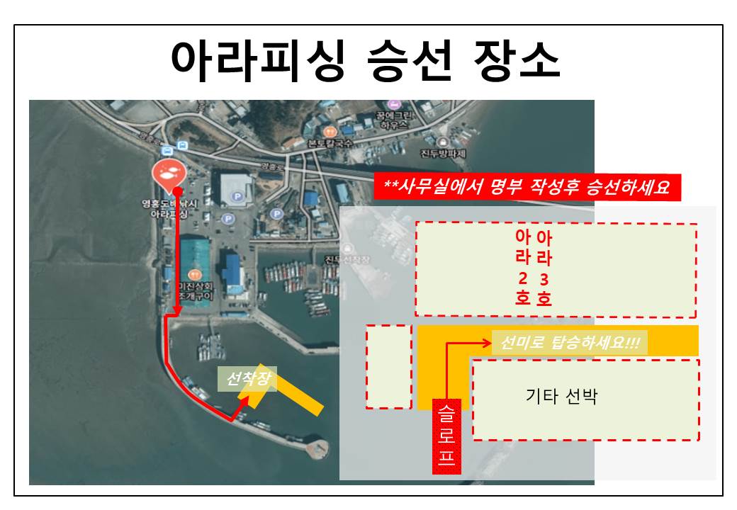 선박 승선 장소 안내