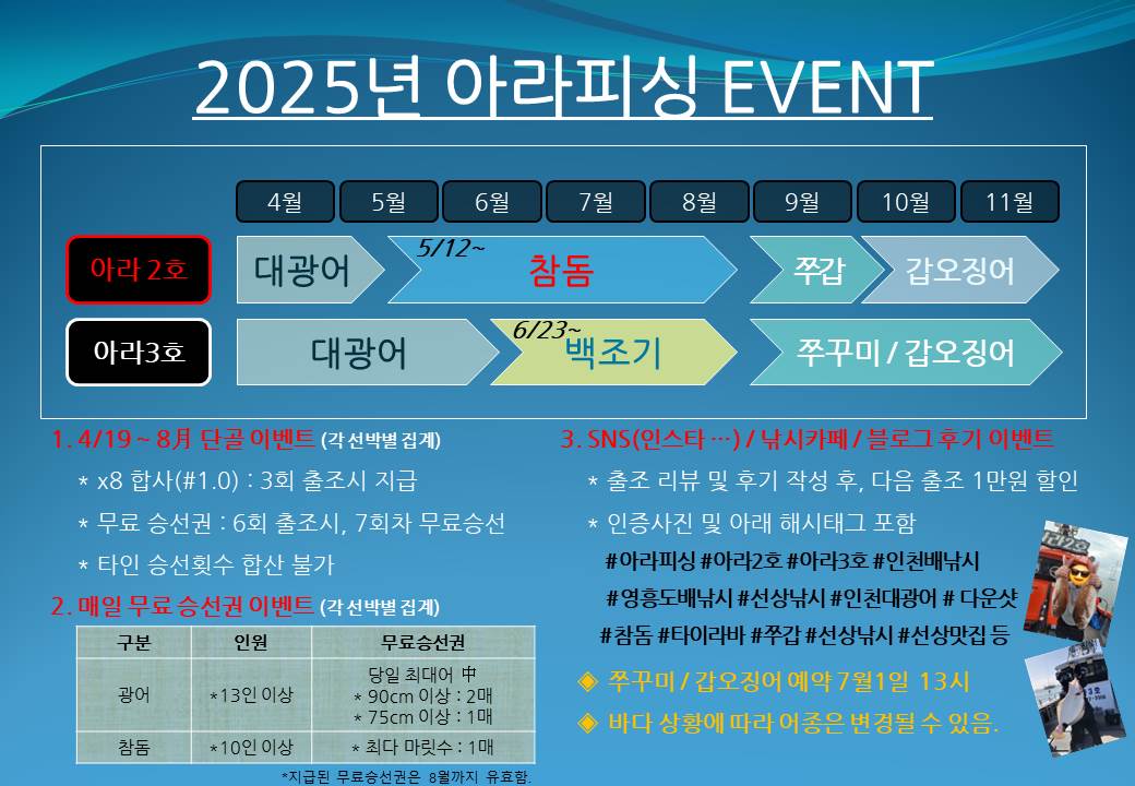 2025년 아라피싱 이벤트